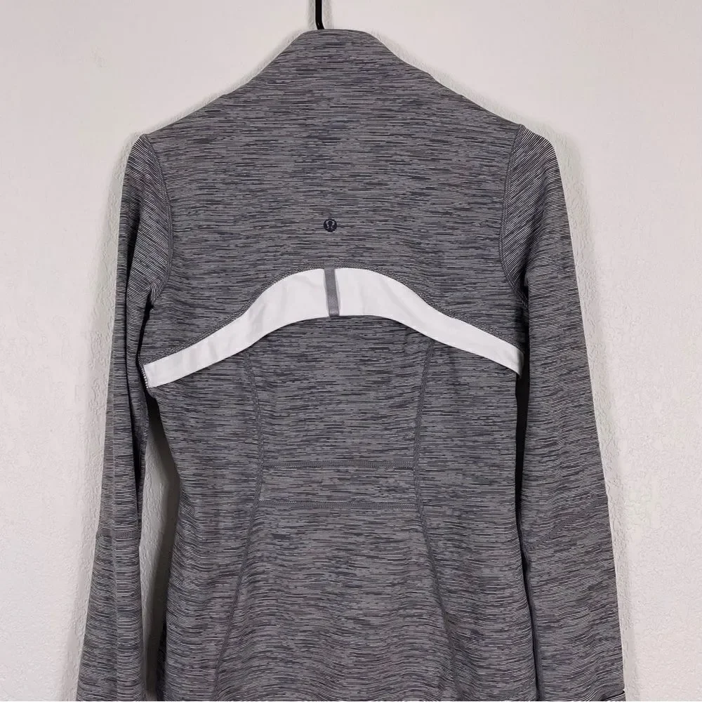 Lululemon Striped Grey & White Zip Up Work‎ Out Define Jacket Size 8